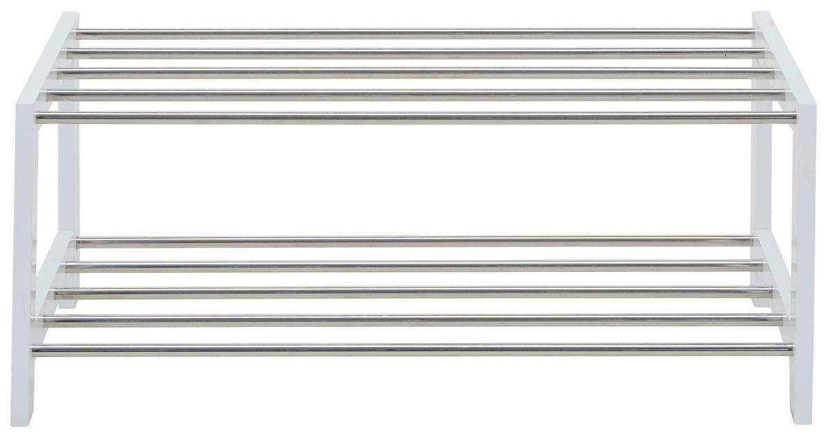 SCHUHREGAL Silberfarben, Weiß  - Silberfarben/Weiß, Basics, Holzwerkstoff/Metall (77,5/32/34cm) - Carryhome