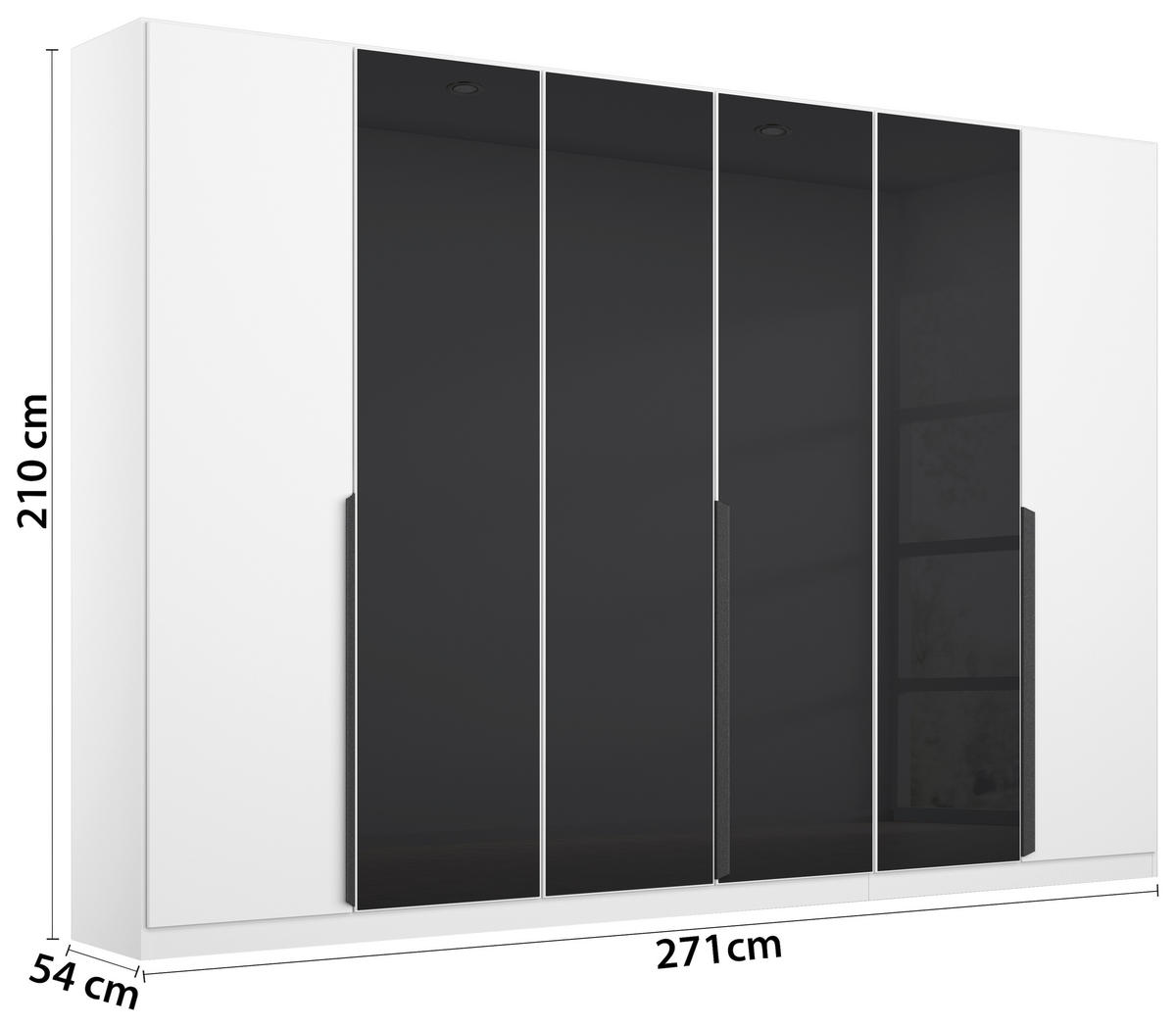 DREHTÜRENSCHRANK in Weiss, Anthrazit  - Weiss/Anthrazit, Modern, Glas/Holzwerkstoff (271/210/54cm) - Rauch Möbel