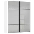 SCHWEBETÜRENSCHRANK 162/223/68 cm 2-türig Grau, Weiß  - Schwarz/Weiß, KONVENTIONELL, Glas/Holzwerkstoff (162/223/68cm) - Novel