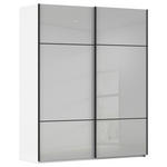 SCHWEBETÜRENSCHRANK 162/223/68 cm 2-türig Grau, Weiß  - Schwarz/Weiß, KONVENTIONELL, Glas/Holzwerkstoff (162/223/68cm) - Novel