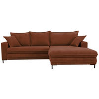 ECKSOFA Rostfarben Bettkasten, Schlaffunktion, Liegefläche im Originalstoff  - Rostfarben/Schwarz, Design, Textil/Metall (272/174cm) - MID.YOU