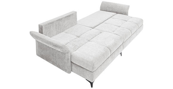 ECKSOFA in Chenille Hellgrau  - Hellgrau/Schwarz, KONVENTIONELL, Textil/Metall (291/153cm) - Hom`in