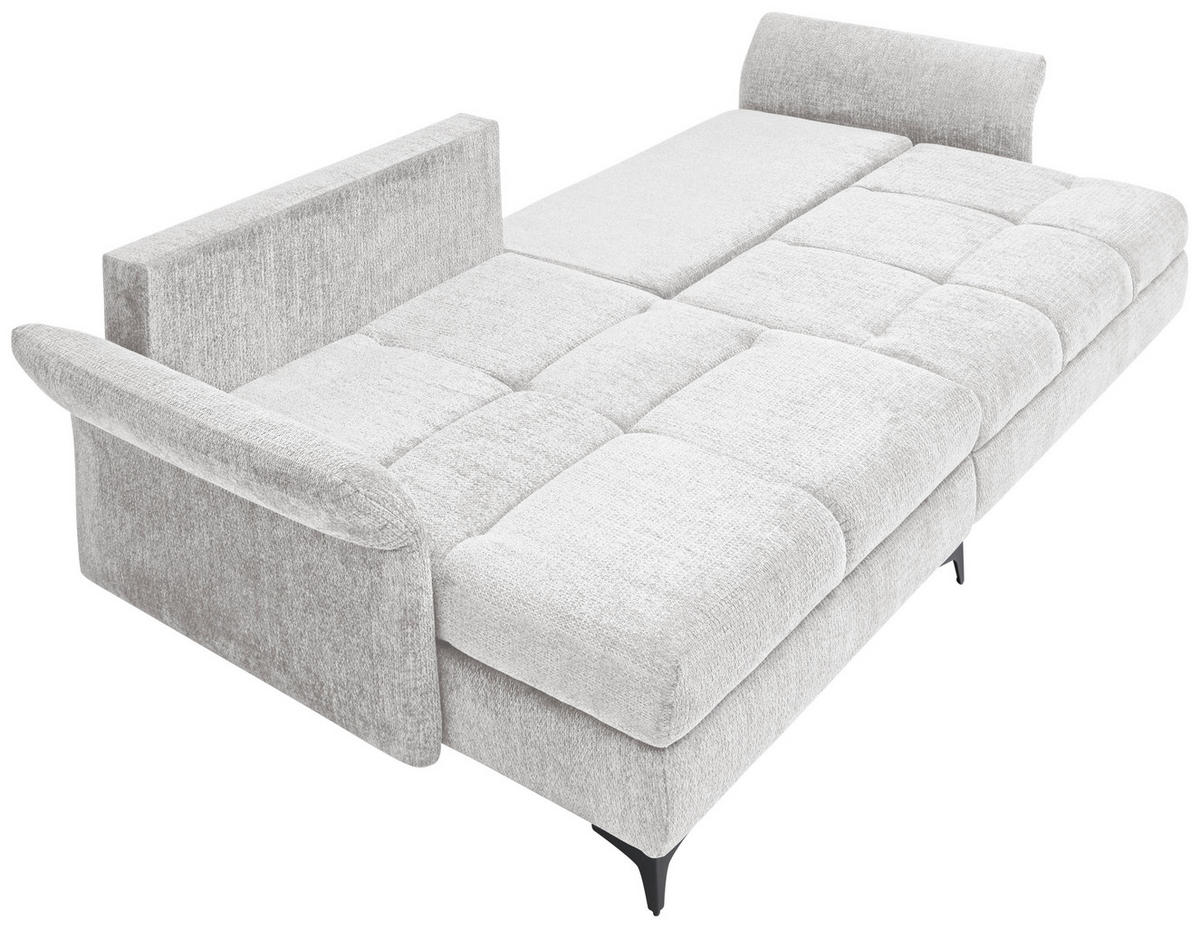 ECKSOFA in Chenille Hellgrau  - Hellgrau/Schwarz, KONVENTIONELL, Textil/Metall (291/153cm) - Hom`in