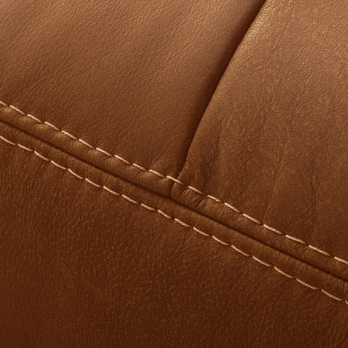 2-SITZER-SOFA  in Echtleder Cognac   - Cognac/Beige, Design, Leder/Kunststoff (240/85/123cm) - Livetastic