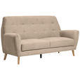 3-SITZER-SOFA Webstoff Braun  - Eichefarben/Schwarz, Design, Holz/Kunststoff (200/105/84cm) - Carryhome