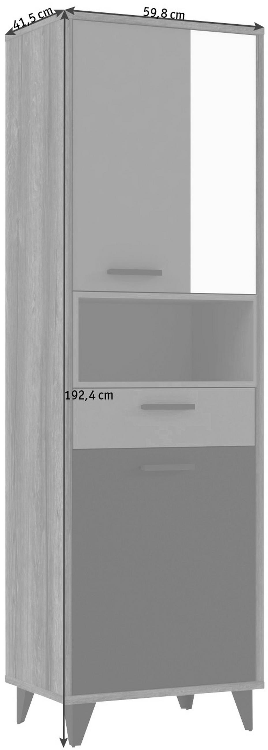 POLC 60/192/42 cm szürke, zöld, fekete, fehér, tölgyfa  - fekete/tölgyfa, Design, műanyag/faalapú anyag (60/192/42cm) - Carryhome