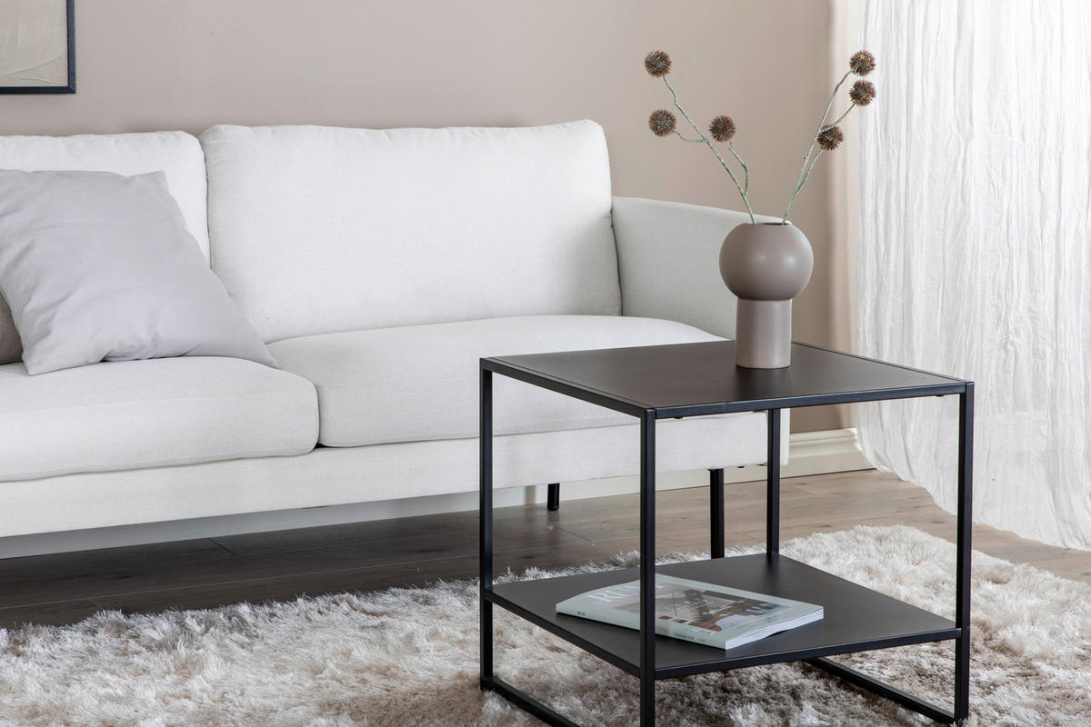 2-SITS SOFFA i metall, textil cremefärgad, svart  - svart/cremefärgad, Design, metall/textil (180/78/80cm) - Livetastic