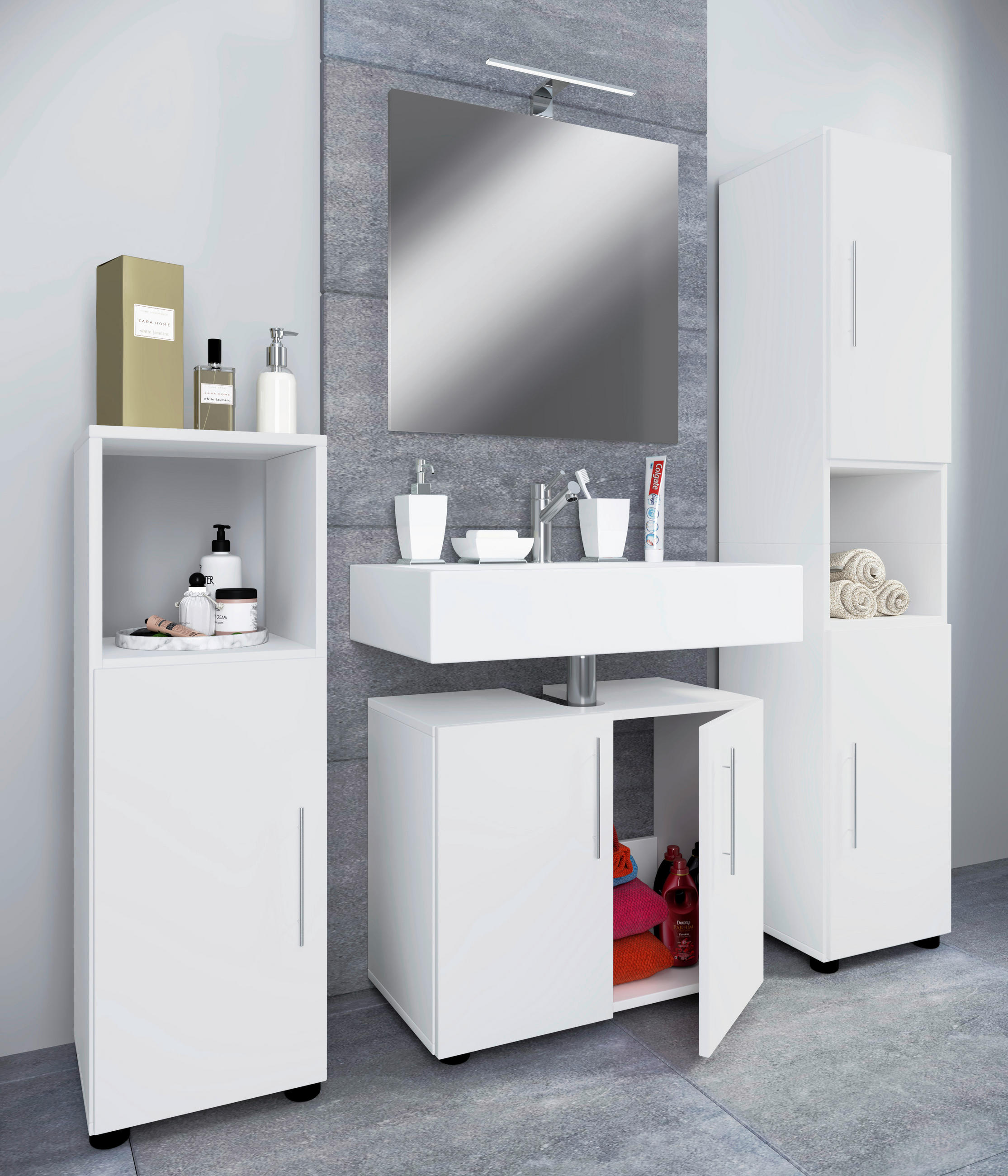 BADEZIMMER  in 122 cm  - Weiß, MODERN, Holzwerkstoff (122cm) - MID.YOU