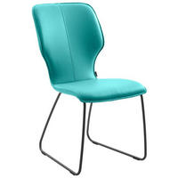 STUHL Echtleder Türkis  - Türkis/Dunkelgrau, Design, Leder/Metall (49/95/63cm) - Musterring