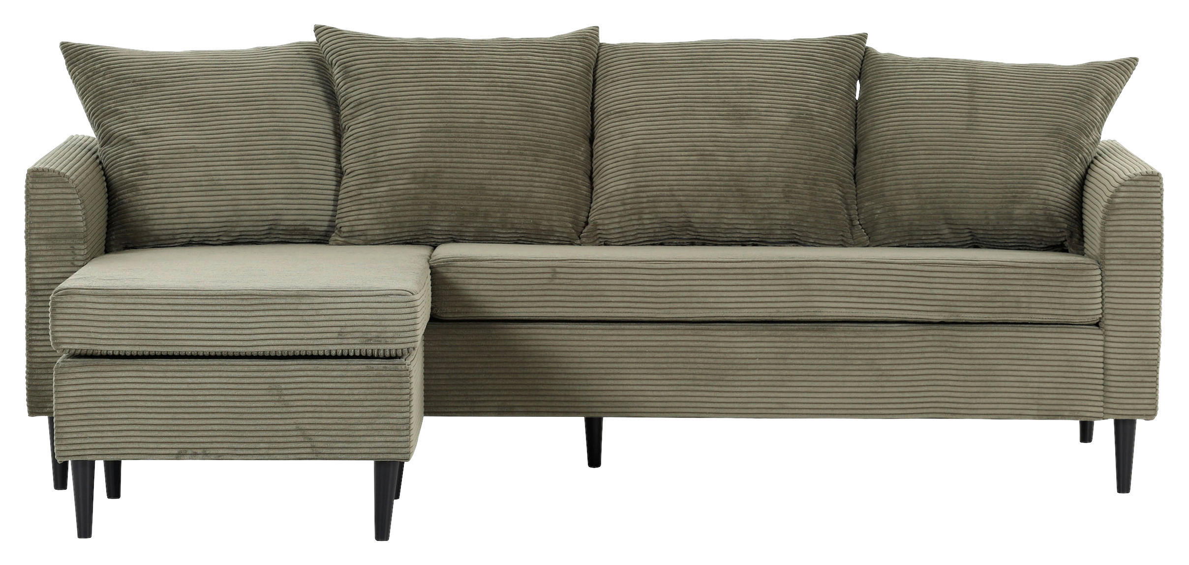 ECKSOFA Dunkelgrün Cord Rückenkissen, Rücken echt  - Dunkelgrün/Schwarz, KONVENTIONELL, Holz/Textil (150/218cm) - Carryhome
