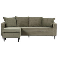 ECKSOFA Dunkelgrün Cord Rückenkissen, Rücken echt  - Dunkelgrün/Schwarz, KONVENTIONELL, Holz/Textil (150/218cm) - Carryhome