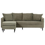 ECKSOFA Dunkelgrün Cord Rückenkissen, Rücken echt  - Dunkelgrün/Schwarz, KONVENTIONELL, Holz/Textil (150/218cm) - Carryhome