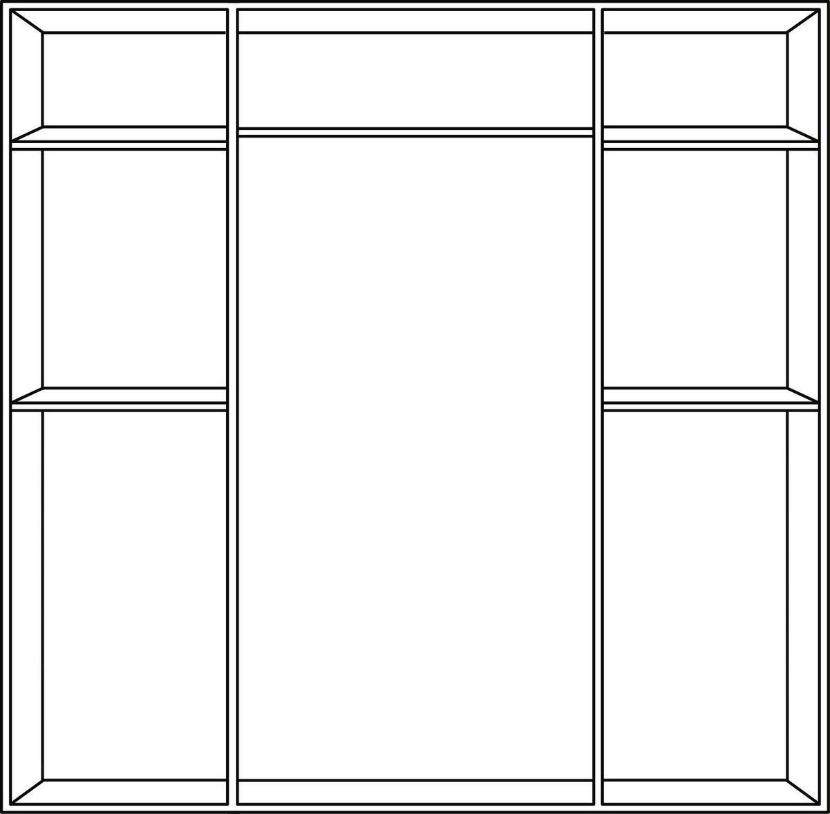 KLEIDERSCHRANK 181/199/58 cm 4-türig Weiß, Sonoma Eiche  - Silberfarben/Weiß, KONVENTIONELL, Glas/Holzwerkstoff (181/199/58cm) - Boxxx