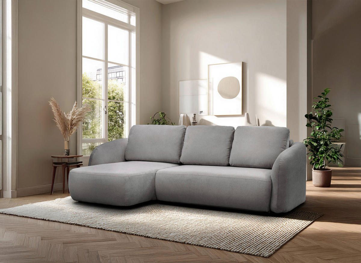 ECKSOFA PORTO Hellgrau  - Hellgrau/Schwarz, Design, Textil (154/270cm) - MID.YOU