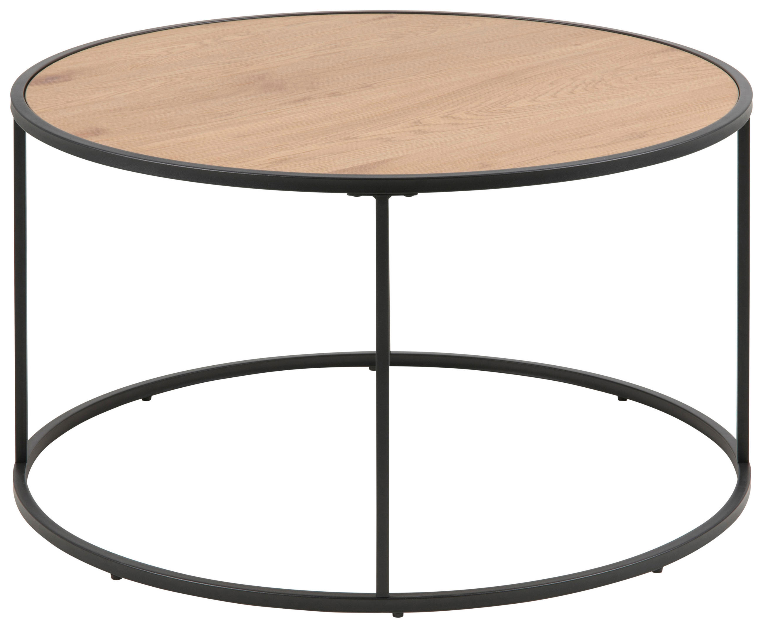 COUCHTISCH rund Schwarz, Eichefarben - Eichefarben/Schwarz, Design, Metall (80/80/45cm) - Carryhome