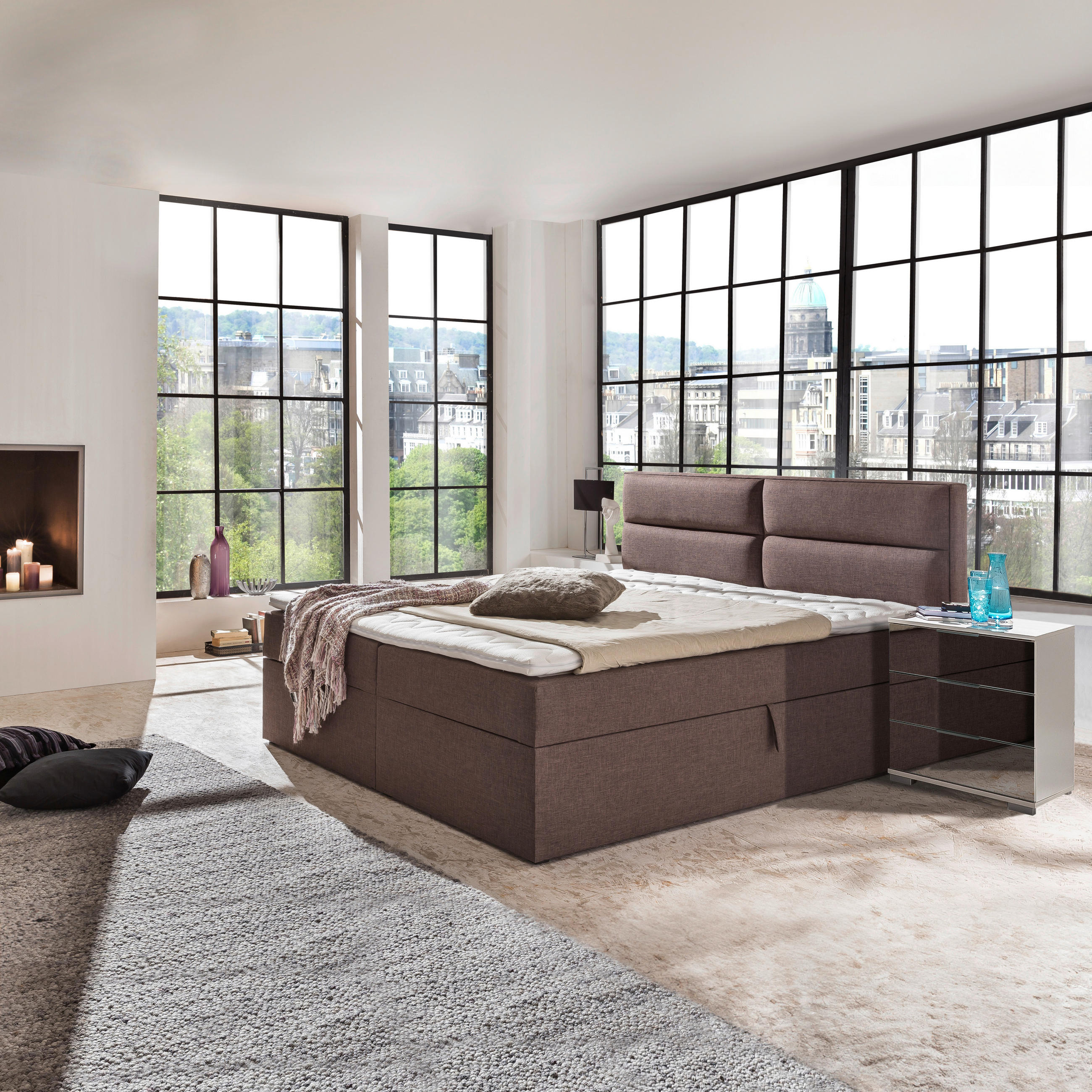 BOXSPRINGBETT 180/200 cm  in Braun  - Braun, MODERN, Holzwerkstoff/Textil (180/200cm) - MID.YOU