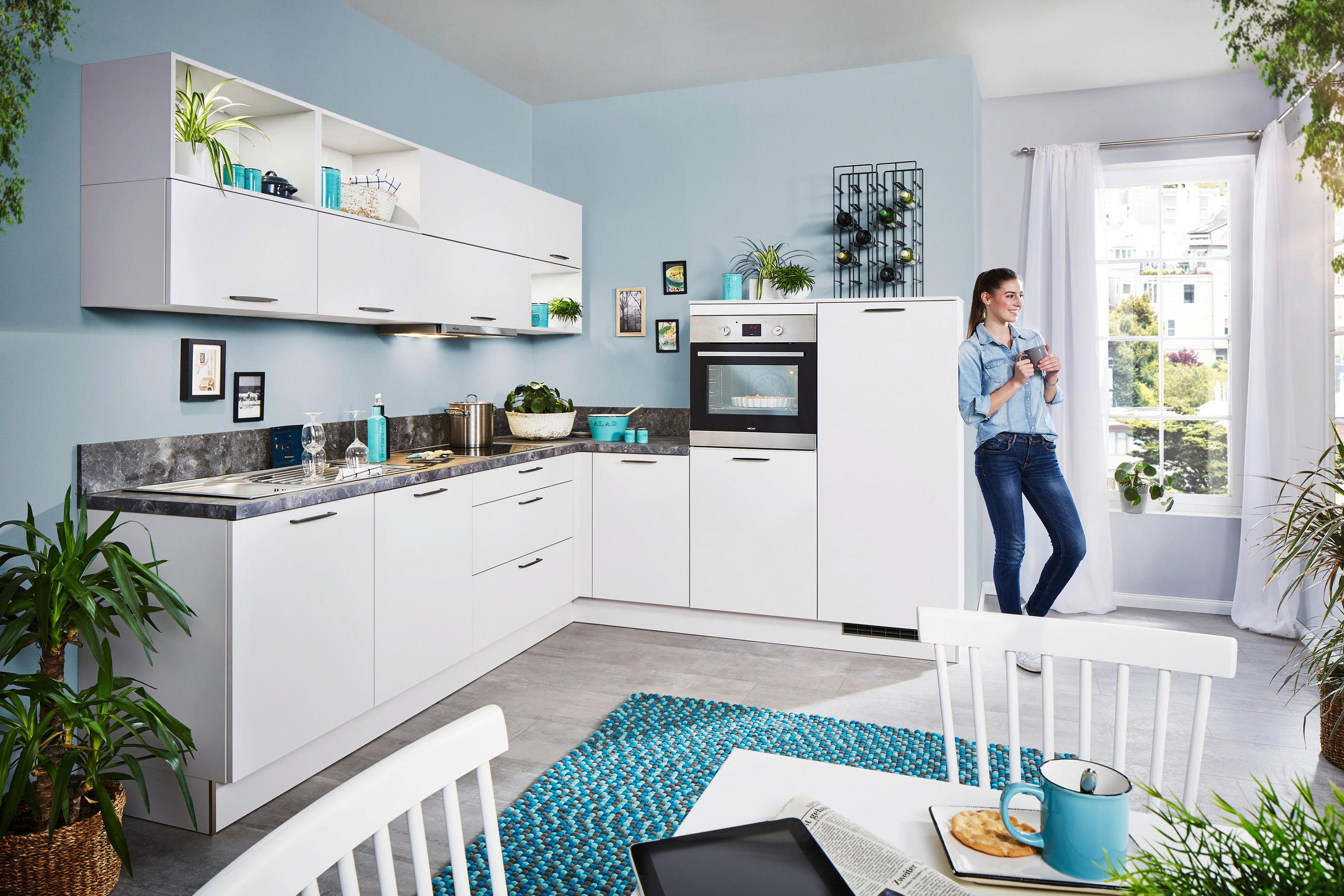 EINBAUKÜCHE TOP SOFT  - Weiß, Design, Holzwerkstoff - Moderano