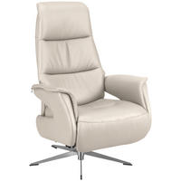 RELAXSESSEL in Leder Creme  - Chromfarben/Creme, Design, Leder/Metall (74/108/86cm) - Welnova