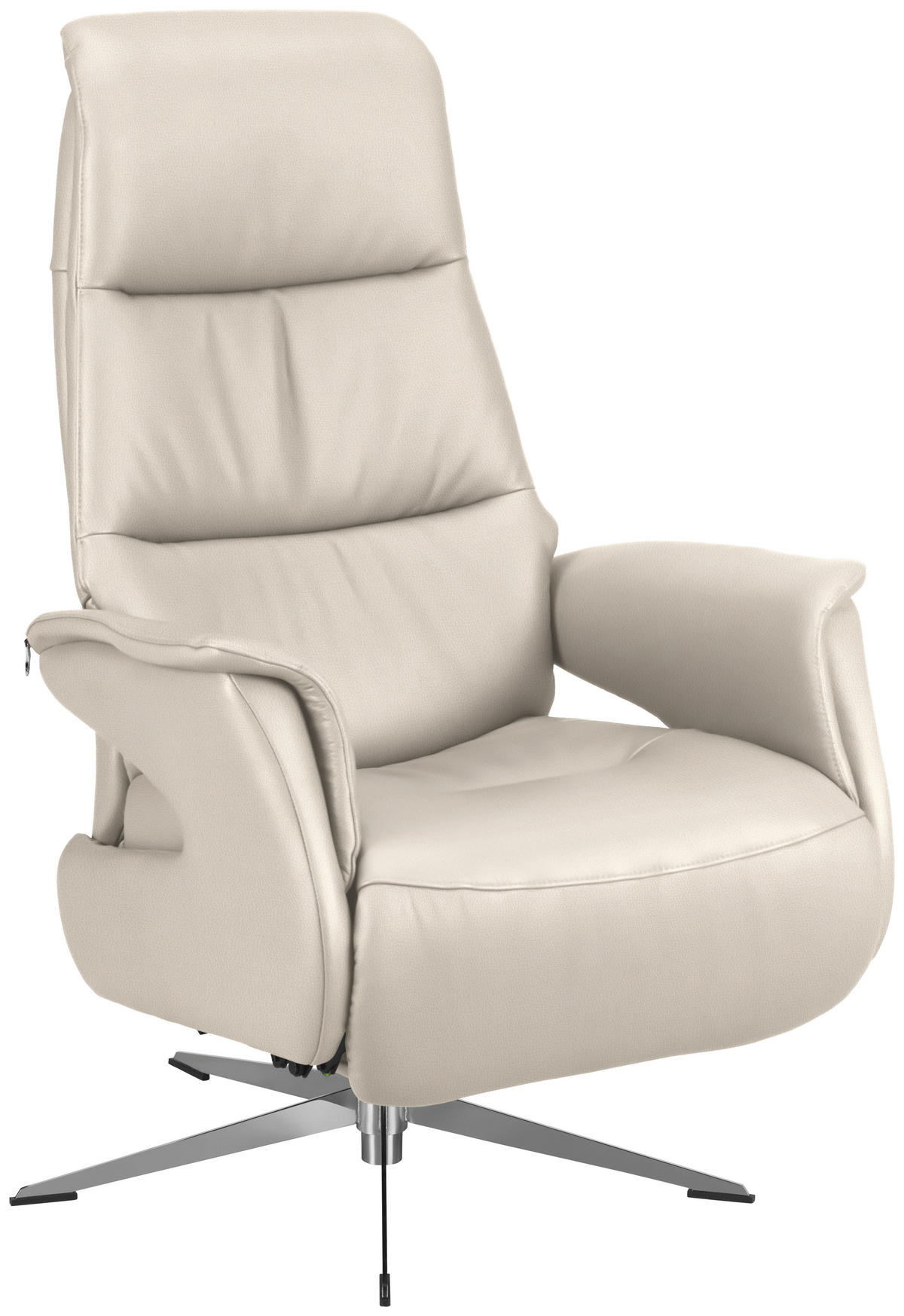 RELAXSESSEL in Leder Creme  - Chromfarben/Creme, Design, Leder/Metall (74/108/86cm) - Welnova