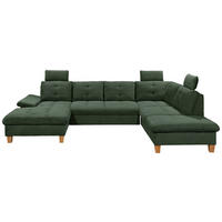 SJEDEĆA GARNITURA tekstil  tamno zelena   - boje hrasta/tamno zelena, Konvencionalno, tekstil/drvo (170/324/220cm) - MID.YOU