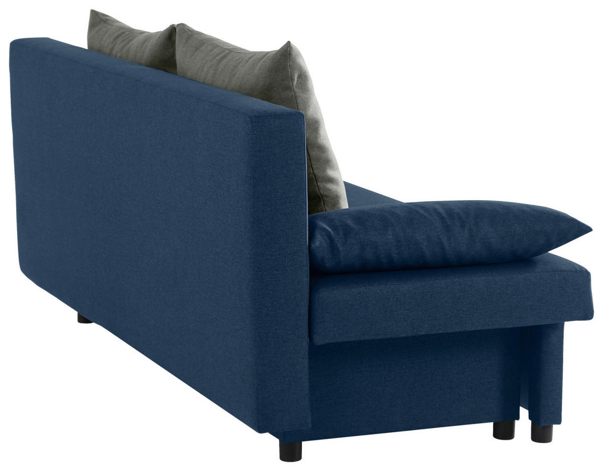 SCHLAFSOFA NEO Webstoff Blau, Grau  inkl. Rückenkissen, Armlehnenkissen, Bettkasten  - Blau/Schwarz, Basics, Kunststoff/Textil (192/82/82cm) - P & B