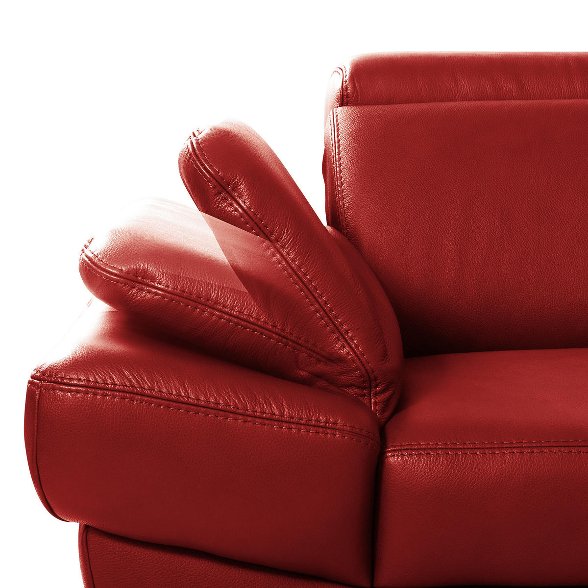 ECKSOFA  in Lederlook Echtleder Rot  - Rot/Schwarz, Design, Leder/Textil (264/211cm) - Livetastic