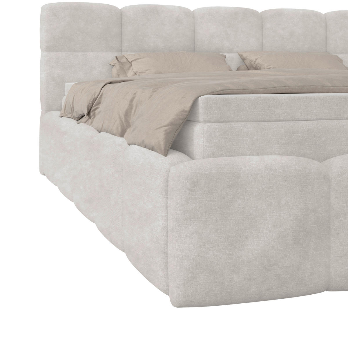 POLSTERBETT 160/200 cm,  in Creme, Matratze, Bettkasten, H3 = fest  - Creme/Schwarz, Trend, Kunststoff/Textil (160/200cm)