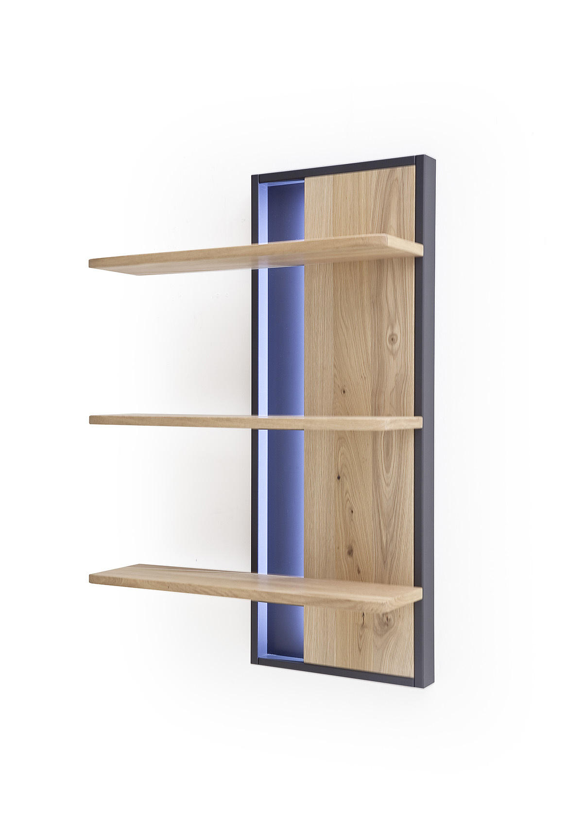 WOHNWAND  in Eichefarben  298/207/50 cm  - Eichefarben/Schwarz, Design, Glas/Holz (298/207/50cm) - Livetastic