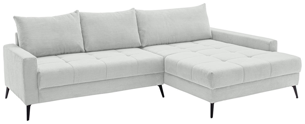 ECKSOFA Elfenbein Cord  - Elfenbein/Schwarz, KONVENTIONELL, Textil/Metall (280/173cm) - Hom`in