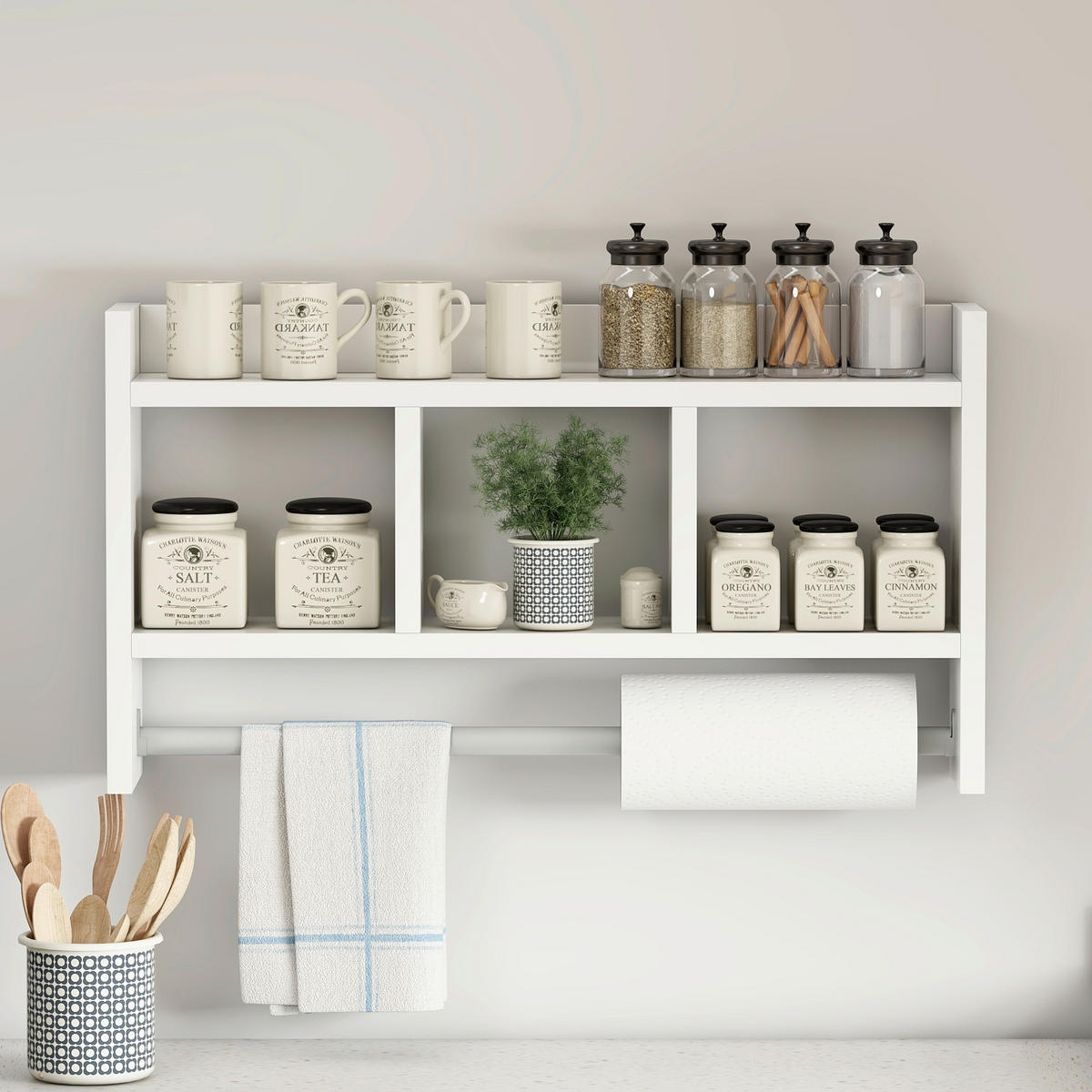 KÖKSHYLLA 64/35/15 cm  i vit  - vit, Design, trämaterial (64/35/15cm) - Livetastic