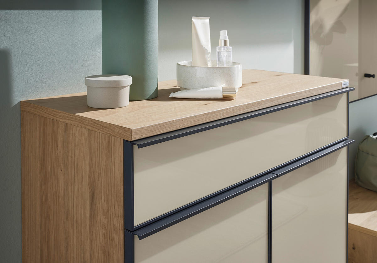 SCHUHSCHRANK furniert Anthrazit, Eichefarben, Sahara  - Eichefarben/Anthrazit, Design, Glas/Holzwerkstoff (84/108/37cm) - Dieter Knoll