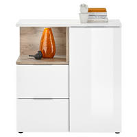 KOMODA, biela s vysokým leskom, 90/95/38 cm - čierna/biela s vysokým leskom, Basics, kompozitné drevo/plast (90/95/38cm)