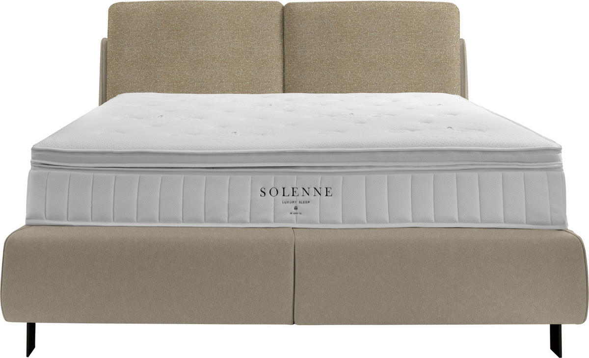 BOXSPRINGBETT 180/200 cm  in Beige  - Beige/Schwarz, Design, Textil/Metall (180/200cm) - Johann Jakob
