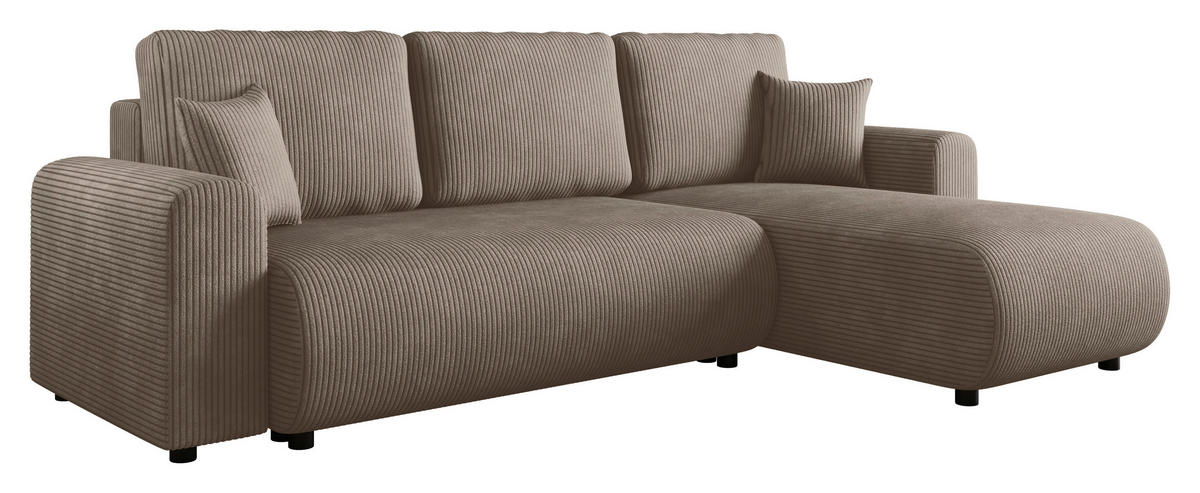 ECKSOFA  in Cord Hellbraun  - Hellbraun/Schwarz, KONVENTIONELL, Kunststoff/Textil (246/152cm) - Xora