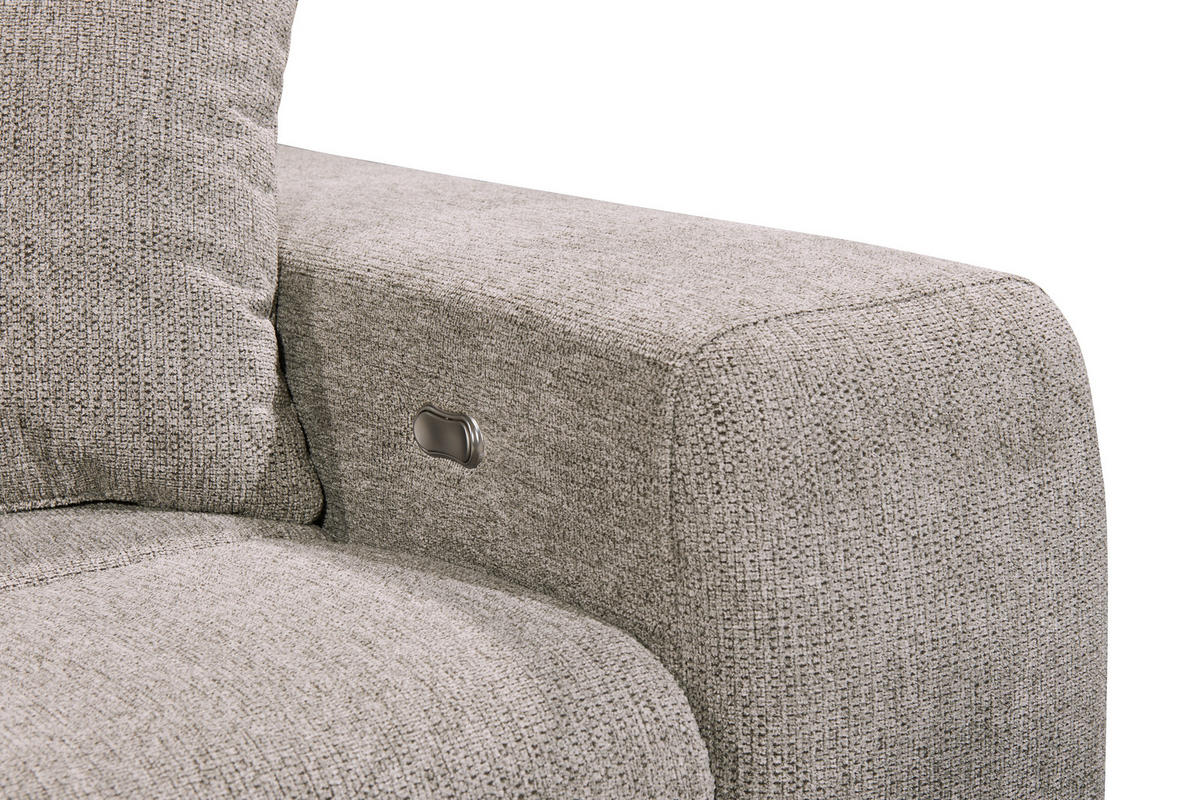 ECKSOFA in Chenille Graubraun  - Graubraun/Schwarz, Konventionell, Kunststoff/Textil (172/268cm) - MID.YOU