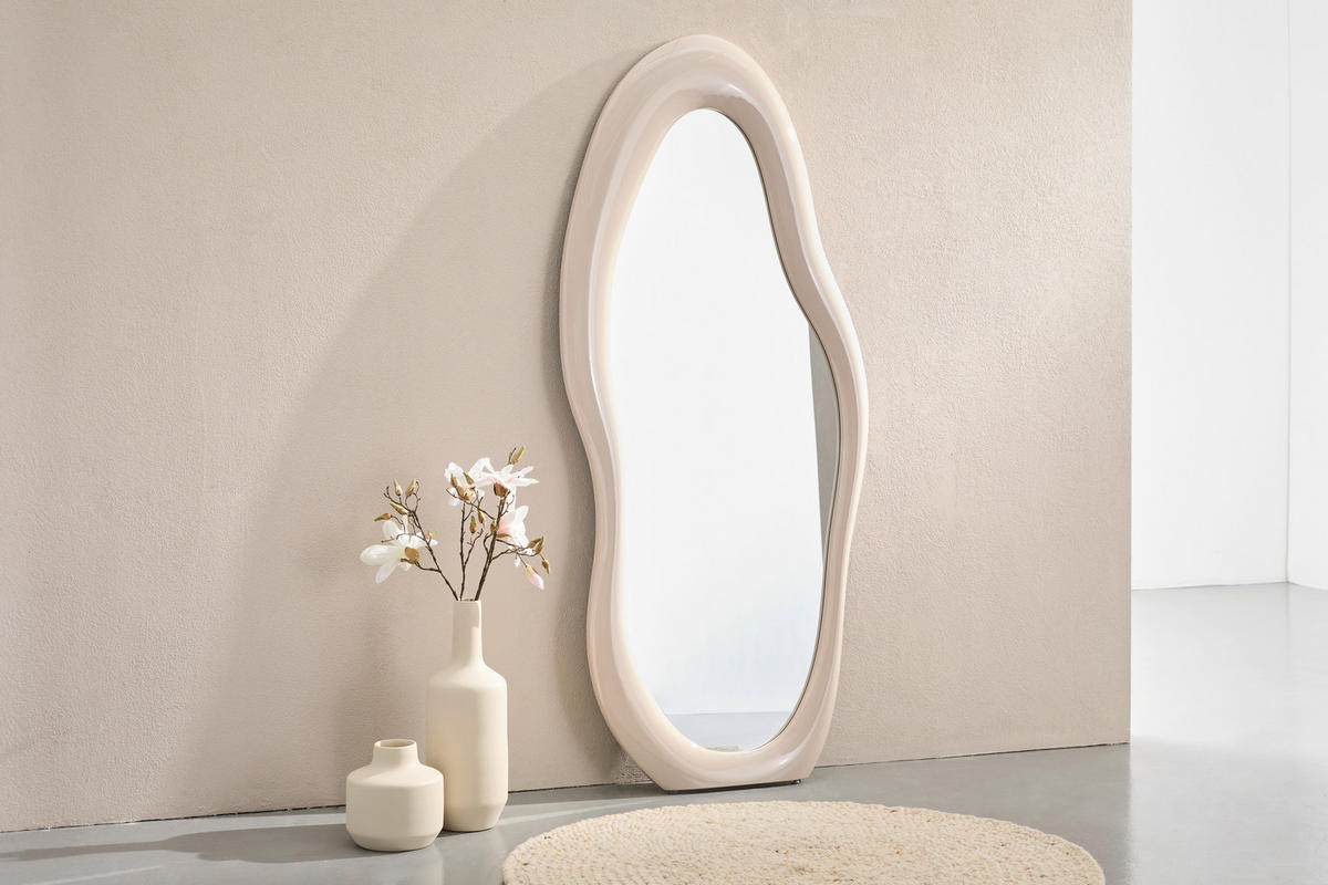 WANDSPIEGEL 80/180/5 cm    in Freiform  - Creme, LIFESTYLE, Glas/Holzwerkstoff (80/180/5cm) - Novel