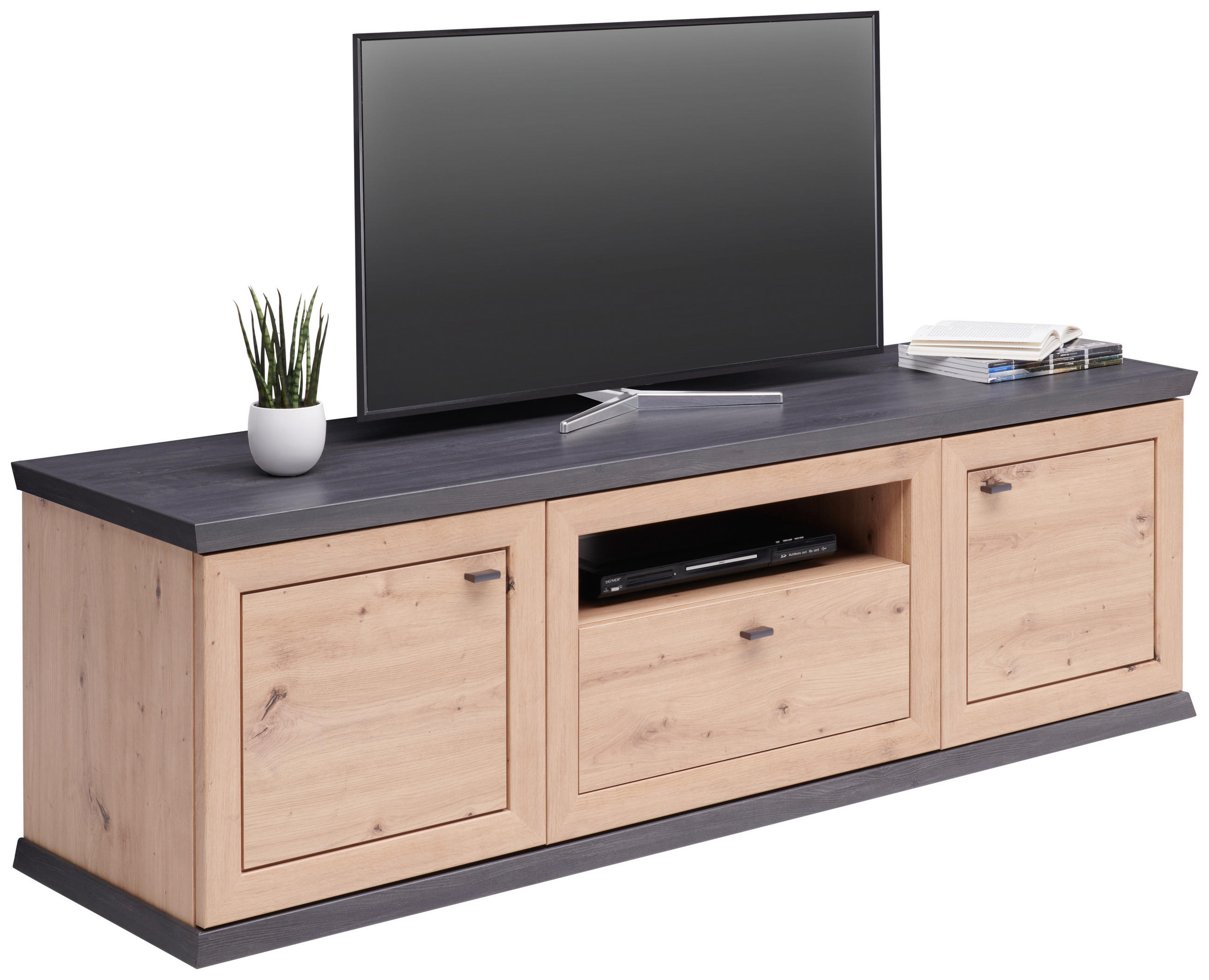 Hom`in NÍZKA KOMODA, farba duba, tmavosivá, 180/55,6/50,1 cm