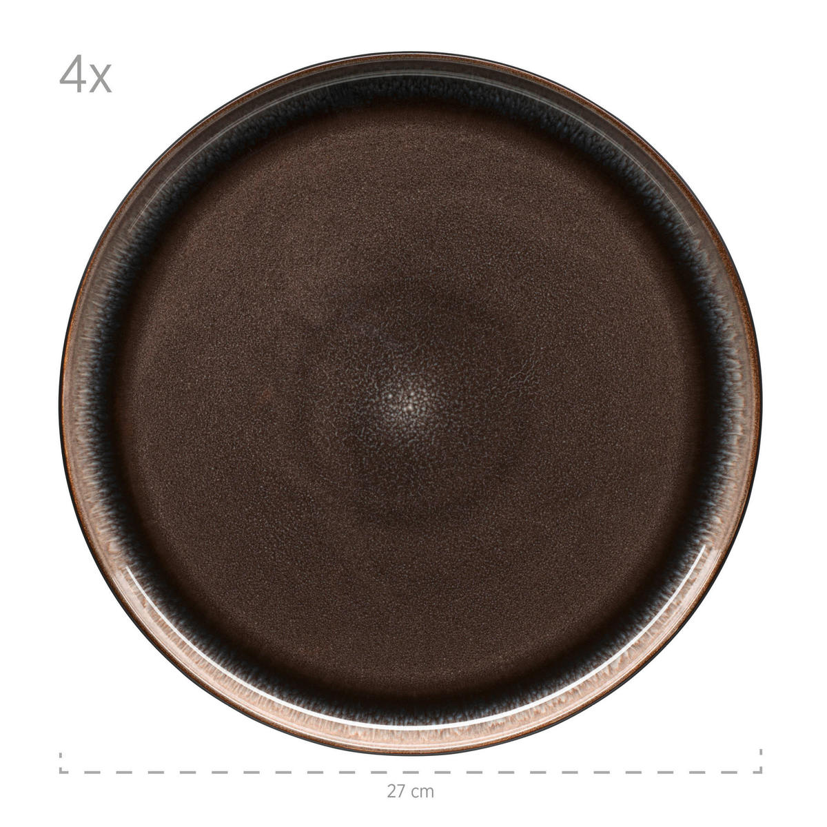 TELLERSET Niara 4-teilig  - Schwarz/Braun, Basics, Keramik - Mäser