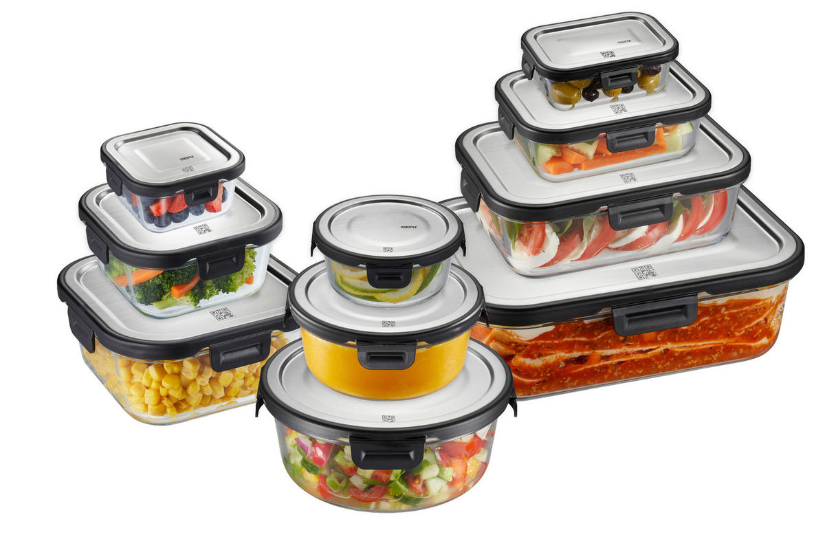 FRISCHHALTEDOSE MILO 1,5 L  - Edelstahlfarben/Transparent, KONVENTIONELL, Glas/Kunststoff (23,2/17,7/7,5cm) - Gefu