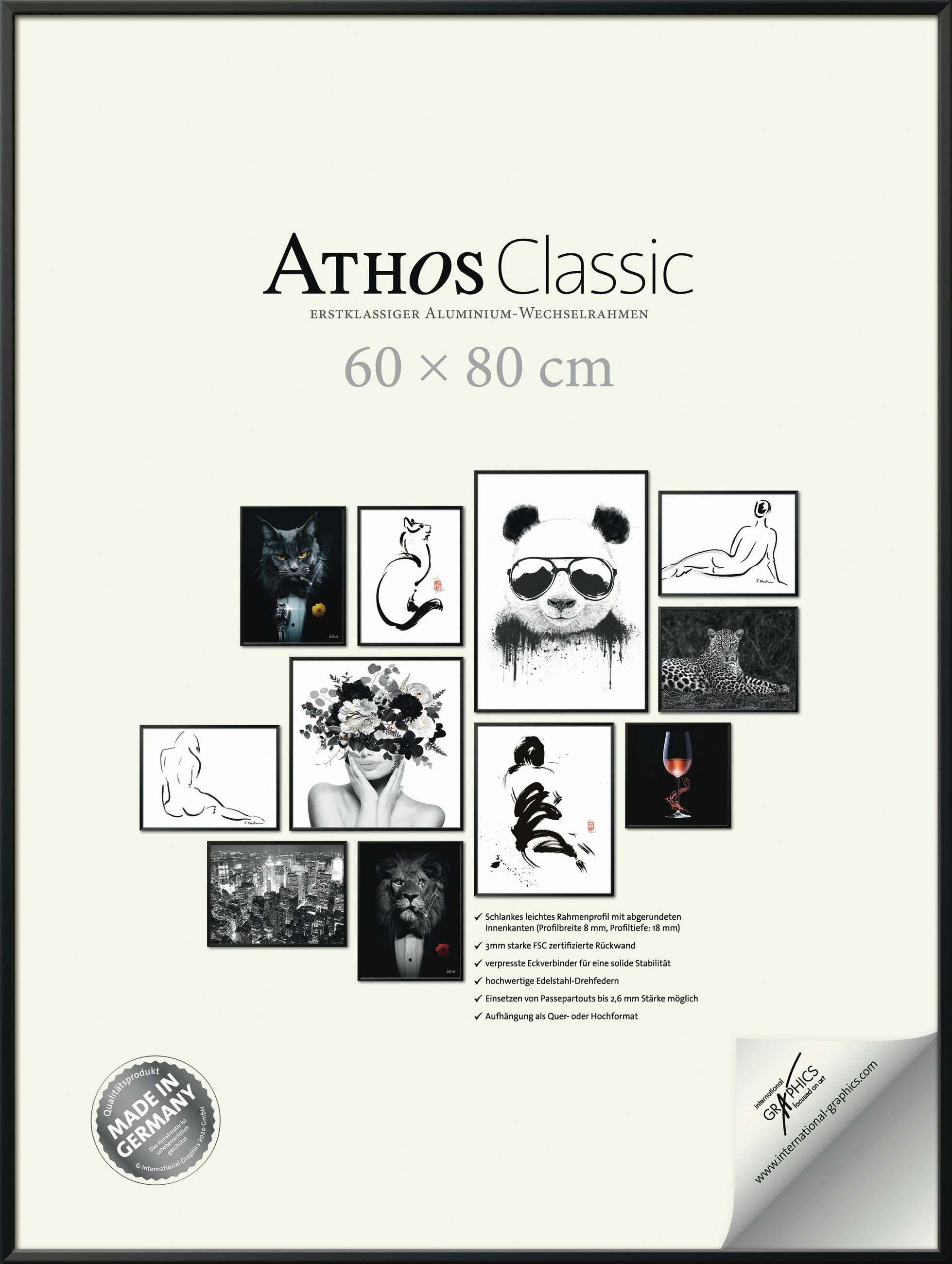 BILDERRAHMEN - Schwarz, Basics, Papier/Holzwerkstoff (60/80/1,8cm)