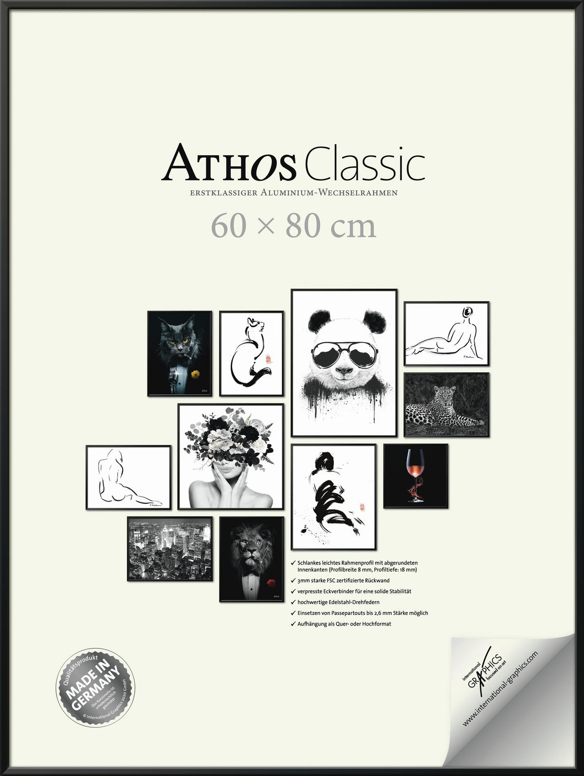 BILDERRAHMEN - Schwarz, Basics, Papier/Holzwerkstoff (60/80/1,8cm)