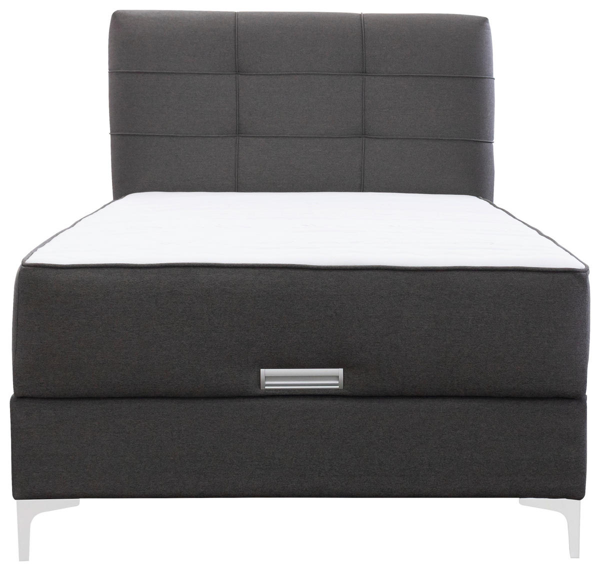 KÁRPITOZOTT ÁGY  szürkésbarna  - krómszínű/szürkésbarna, Basics, faalapú anyag/textil (122/134/217cm) - Hom`in