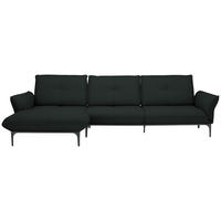 ECKSOFA in Echtleder Schwarz  - Schwarz, Design, Leder/Metall (182/325cm) - Valnatura