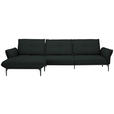 ECKSOFA in Echtleder Schwarz  - Schwarz, Design, Leder/Metall (182/325cm) - Valnatura