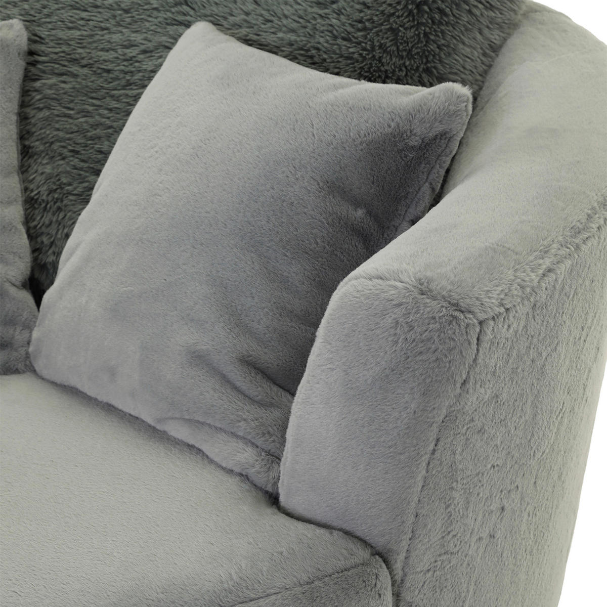 SESSEL in Plüsch Salbeigrün  - Salbeigrün/Schwarz, KONVENTIONELL, Textil/Metall (115/72/115cm) - Ambia Home