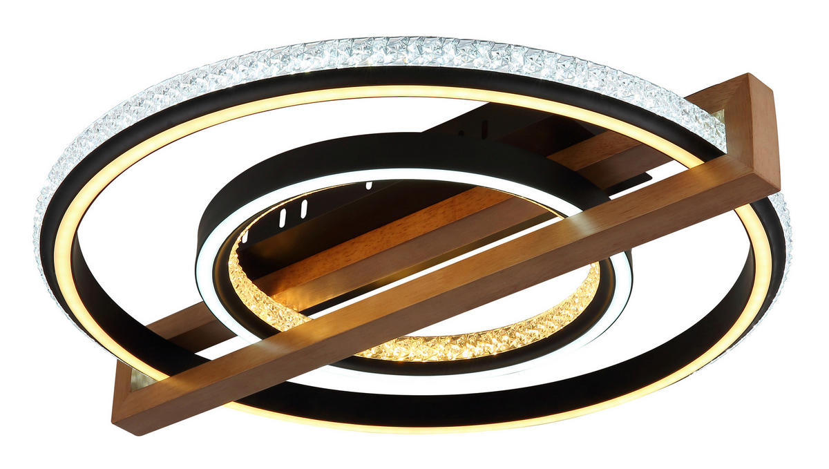 STROPNÍ LED SVÍTIDLO, 50/55/11,5 cm - tmavě hnědá/černá, Basics, kov/dřevo (50/55/11,5cm) - Globo
