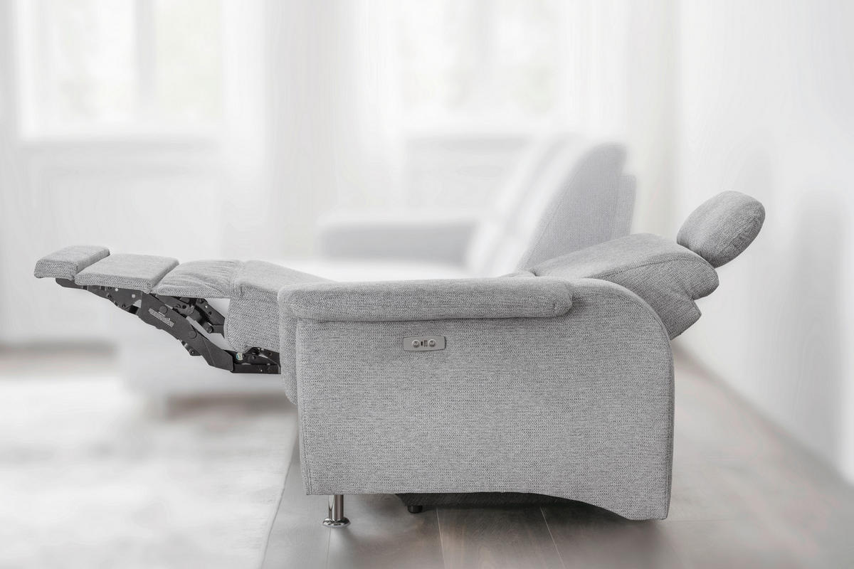 ECKSOFA in Chenille Silberfarben  - Chromfarben/Silberfarben, Modern, Textil/Metall (165/231cm) - Livetastic