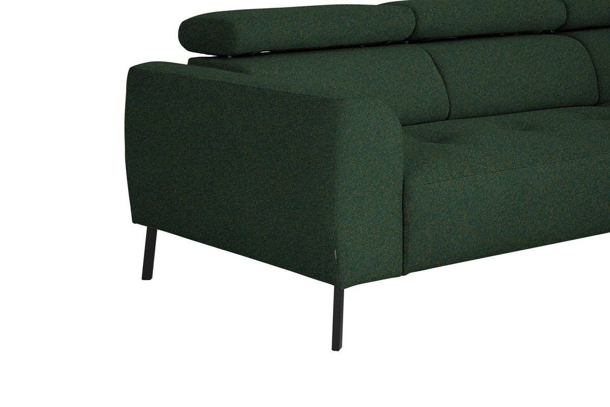 ECKSOFA in Struktur Grün  280/205 cm  - Schwarz/Grün, Design, Textil/Metall (280/205cm) - Xora