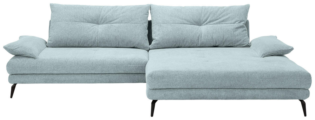 HÖRNSOFFA i flatväv ljusblå  - ljusblå/svart, Klassisk, metall/textil (294/176cm) - MID.YOU