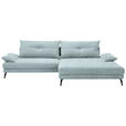 ECKSOFA in Flachgewebe Hellblau  - Schwarz/Hellblau, KONVENTIONELL, Textil/Metall (294/176cm) - Carryhome